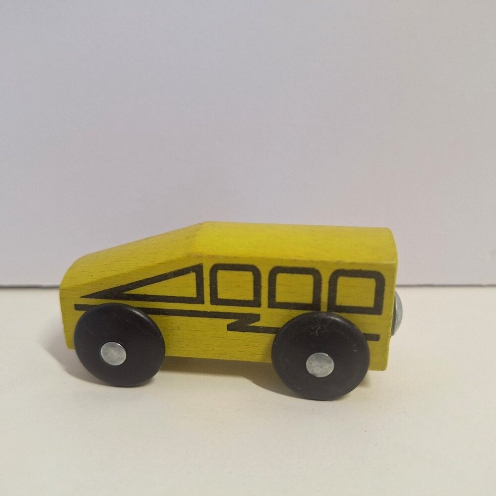 IKEA 3" Wooden Magnetic Yellow Toy Bus Train Car Vintage 1990s - Picture 2 of 6